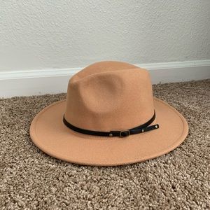 Tan Felt Fedora w/ black detailing